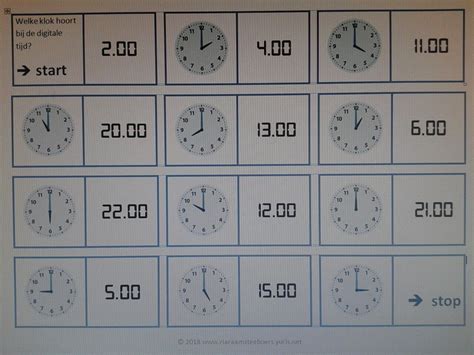 Domino Welke Klok Hoort Bij Deze Digitale Tijd Oefenen Van De Hele