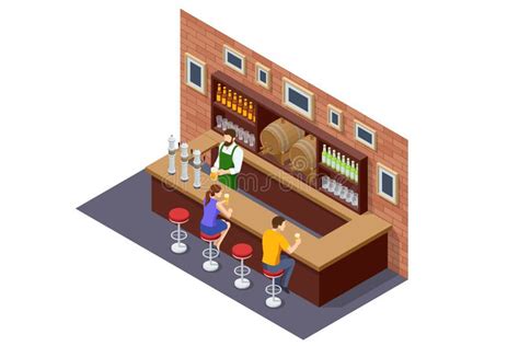 Beer Bar Interior Cartoon Hand Drawn Illustration Empty Modern Pub