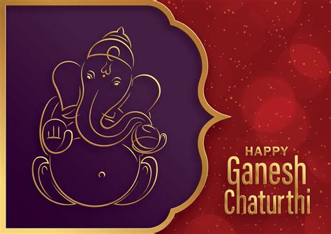 Happy Festival Of Ganesh Chaturthi With Gold Lord Ganesha Illustration