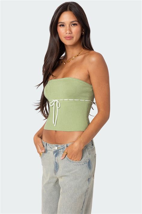 Elsie Knitted Tie Tube Top Edikted