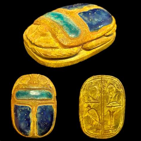 RARE ANCIENT EGYPTIAN FAIENCE GLAZED HIEROGLYPHIC SCARAB BEETLE 664