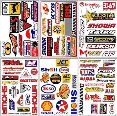 Set Of 5 Motocross Dirt Bike Helmet Decal Kit Sticker