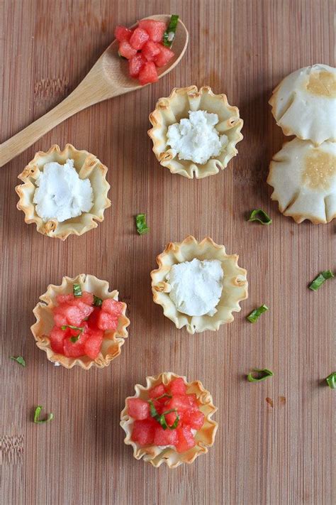 Watermelon Goat Cheese And Basil Phyllo Bites Recipe Recipe Recipes Oven Fried Chicken