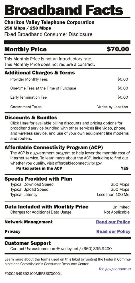 Broadband Consumer Labels Chariton Valley