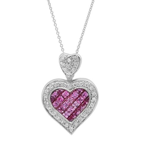 Pink Sapphire Heart Diamond Pendant by PeterKDesignsJewelry