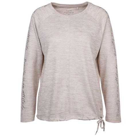 Damen Langarmshirt Mit Glitzereffekten Beige Mel Nosize