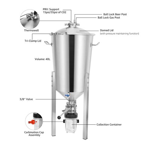 35l Pressure Stainless Conical Fermenter With Yeat Collecting Tank