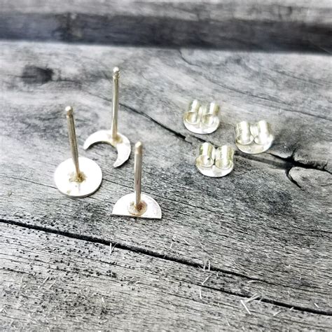 Three Moon Phase Silver Post Earrings - Etsy