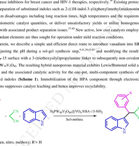 Scheme 1 One Pot Synthesis Of 3 Substituted Indoles From Indole