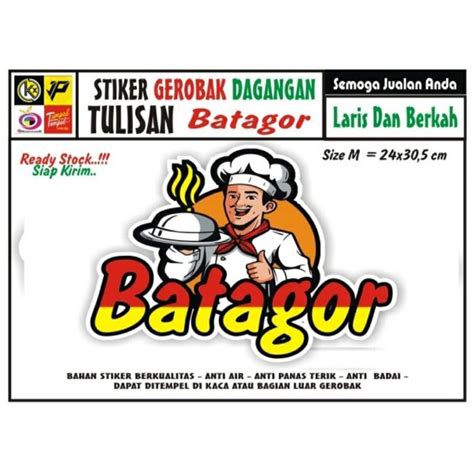 Jual Stiker Gerobak Kaca Tulisan Batagor Stiker Produk Stiker Makanan