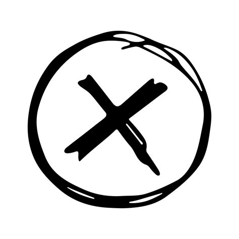 Hand Drawn Cross Mark Illustration Marker Wrong Sign Clipart Ink