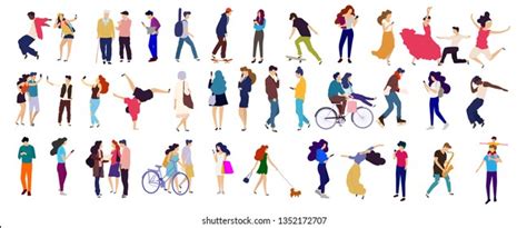 Set Diverse Business People Walking Side Stock Vector Royalty Free