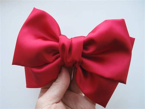 Red Satin Hair Bow For Women Or Girls Large Satin Pink Red Etsy