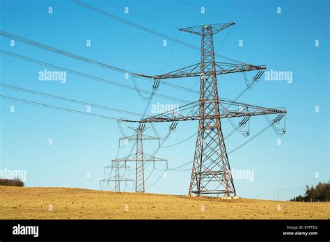 High Voltage Pylons Power Lines Stock Photo Alamy