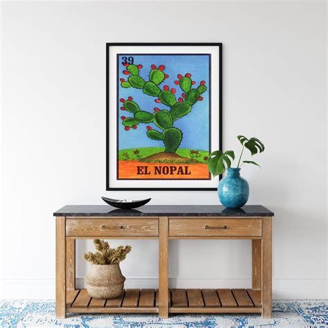 El Nopal Loteria Poster The Cactus Mexican Card Game Etsy