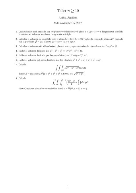 Taller N Una Pir Amide Est A Limitada Por Los Planos Coordenados Y