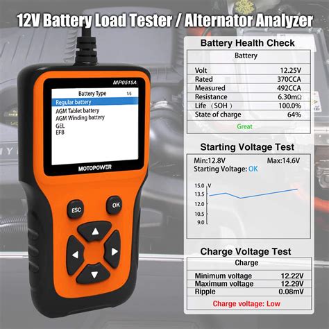 Motopower Mp0515a 12v Car Battery Tester Automotive 100 2000 Cca