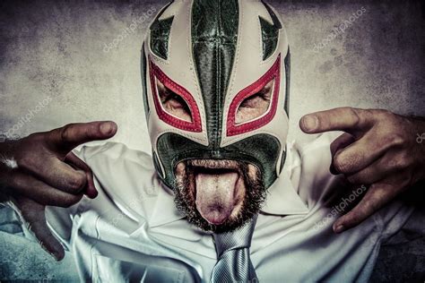 Businessman with mexican wrestler mask — Stock Photo © outsiderzone ...