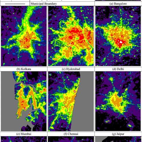 Light Pollution Maps Of Selected Cities In India Download Scientific