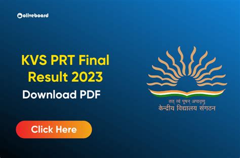 KVS PRT Final Result 2023 Out Result PDF Link