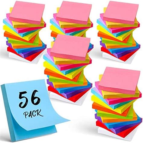 Amazon 56 Pads 5600 Sheets Sticky Notes 3 X 3 Inch Bright Colors