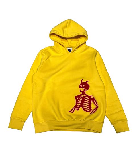 Chenille Skeleton Hoodie Yellow Abstractbyjules