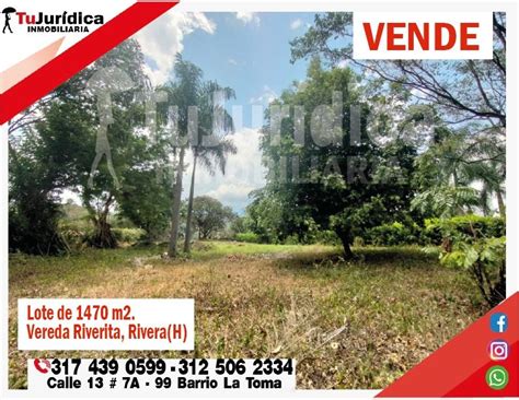 Venta Lote De Terreno En Rivera Huila L 0062 Puntopropiedad