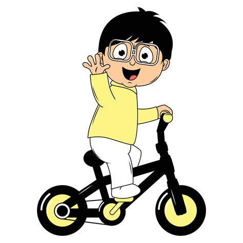 cute boy cartoon ride bicycle illustration graphic 21967905 Vector Art ...