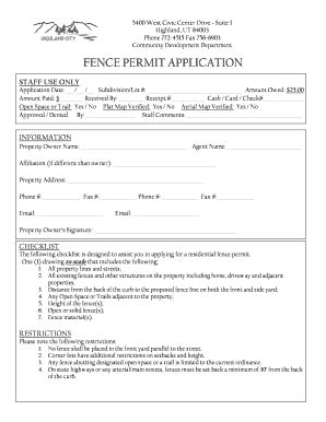 Fillable Online Highlandcity Fence Permit Application Highlandcity