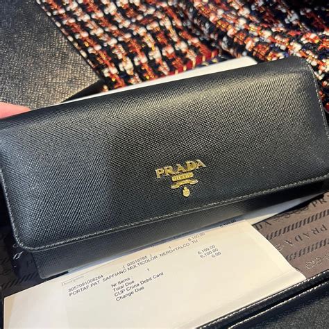 Authentic Prada Long Wallet Limited Edition C W Receipt Black