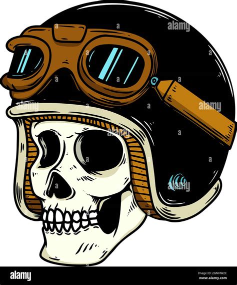 Illustration Of Skull In Racer Helmet Design Element For Logo Label