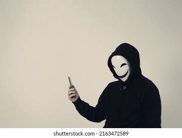 Anonymous Hacker Face Mask Smartphone Hand Stock Photo 2163472589 ...