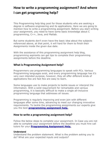 Ppt Programming Assignment Help Powerpoint Presentation Free