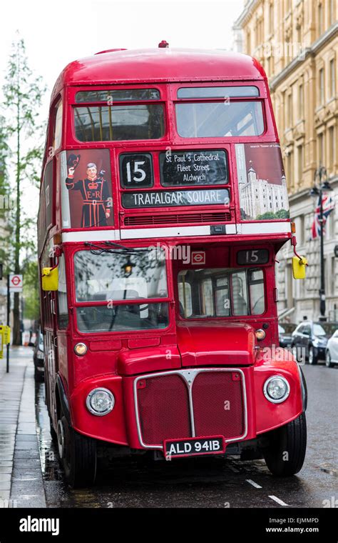 Vintage Red Double Decker Bus London Stock Photo Alamy