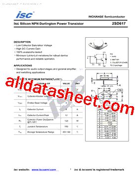 2SD617 Datasheet PDF Inchange Semiconductor Company Limited