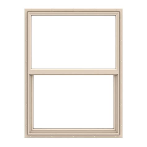 Pella 150 Series West New Construction Almond Vinyl Low E Argon Single Hung Window Half Screen