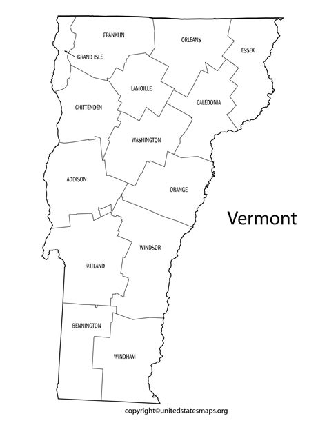 Vermont County Map County Map Of Vermont With Cities