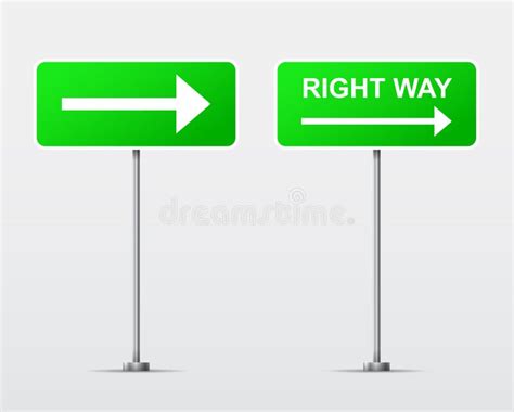 Right Way Street Road Sign Vector Stock Vector Illustration Of