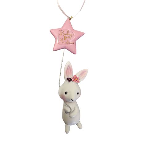 Rabbit & Pink Star Balloon - Christmas Heirloom Company