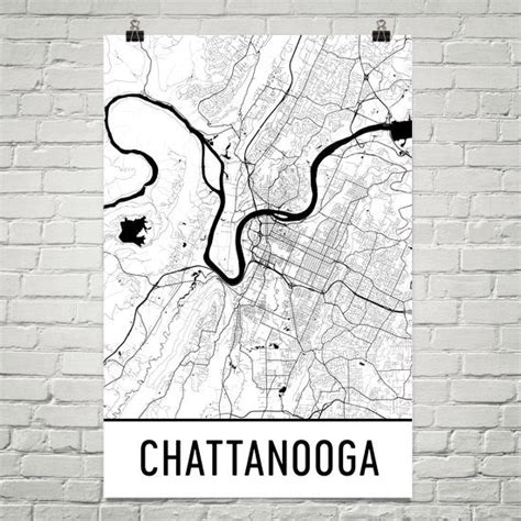 Chattanooga TN Street Map Poster - Wall Print by Modern Map Art