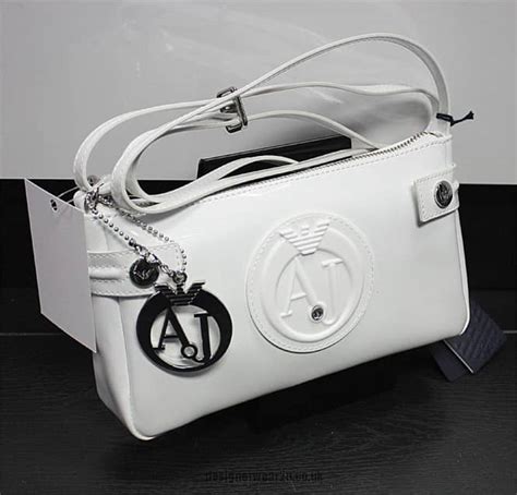 Armani Jeans Small White Shoulder Bag With Large Aj Logo Ladies From