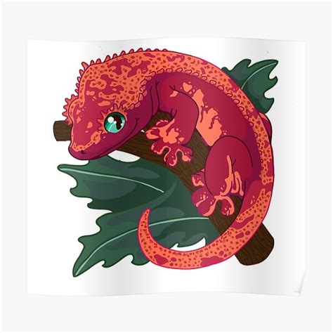 "Purple Crested Gecko" Poster for Sale by BasedOnArt | Redbubble