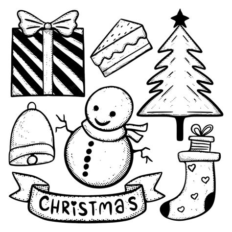 Premium Vector Christmas Doodle Collection Illustration Hand Drawn