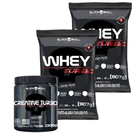 Kit Suplemento Whey Turbo 907g Creatina Turbo 300g Coqueteleira