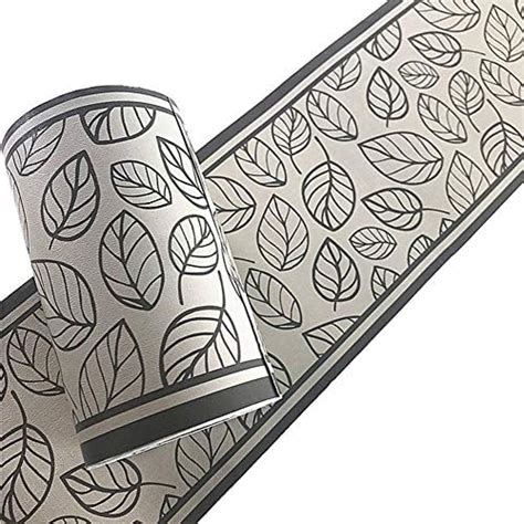 Simplemuji D Gray Leaves Pvc Self Adhesive Wallpaper Border Peel And