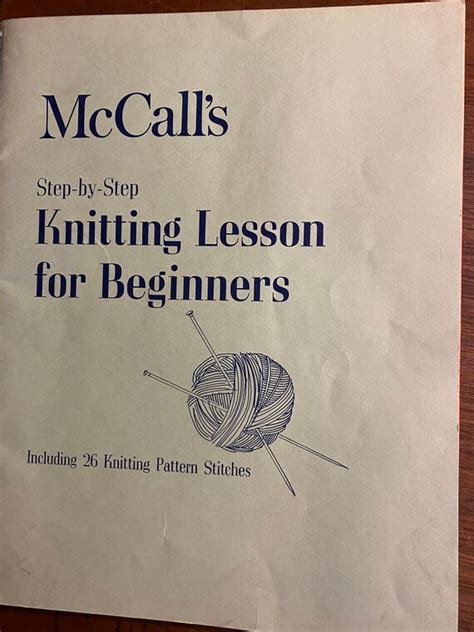 Mccall S Step By Step Knitting Lesson For Beginners With Etsy