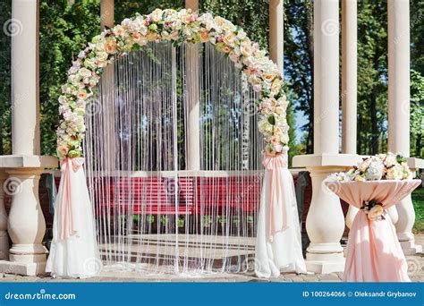 Wedding altar with flowers stock photo. Image of celebration - 100264066