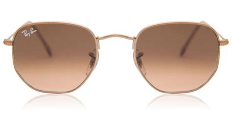 Ray Ban Rb3548n Hexagonal Metal Flat Lenses 9069a5 Sunglasses In Copper Brown Smartbuyglasses Usa