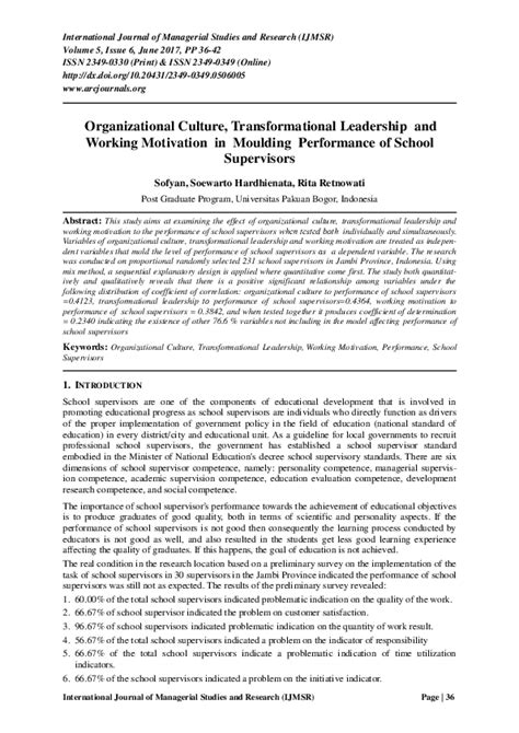 Pdf Organizational Culture Transformational Leadership And Working Motivation In Moulding