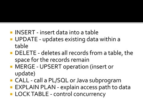 Dml Ddl Dcl Drldql And Tcl Statements In Sql With Examples Ppt